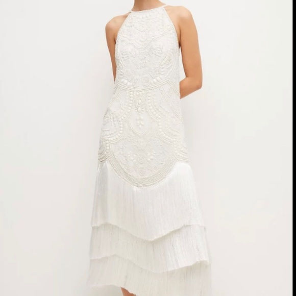 Karen Millen Dresses & Skirts - Fringed Beaded Woven Midi Dress - Ivory, 2